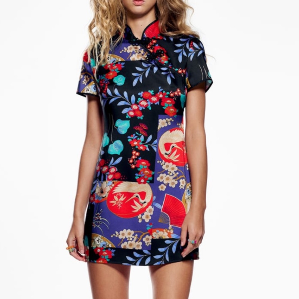 Zara Satin Effect Print Dress